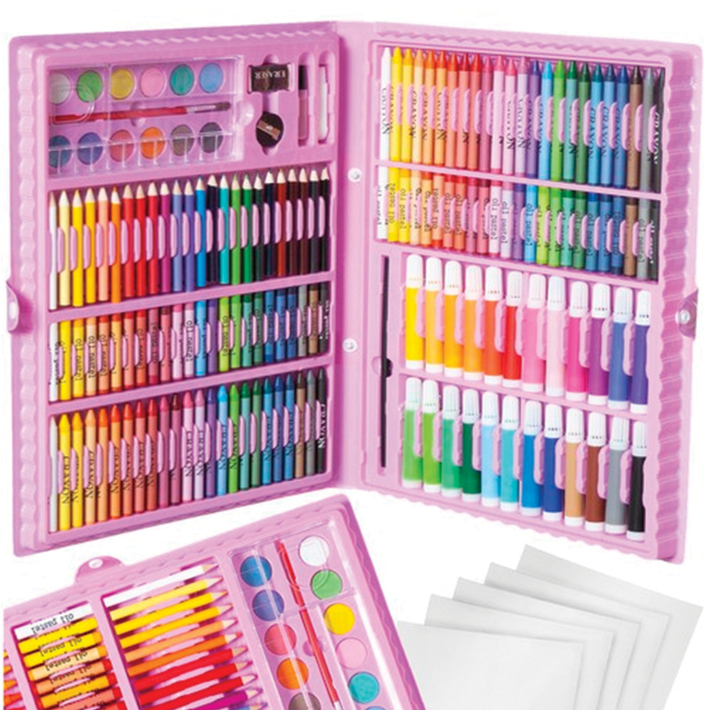 Malířská sada v kufru, 168 dílků, růžová