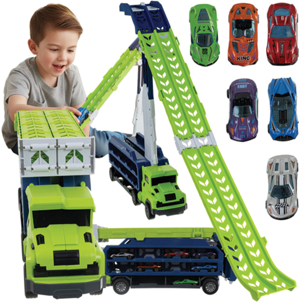 Nákladní vůz s garáží a dráhou, 6 autíček