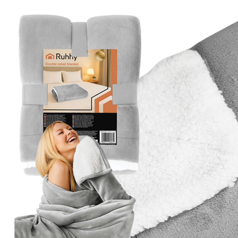 Oboustranná deka,150x200cm světle šedá