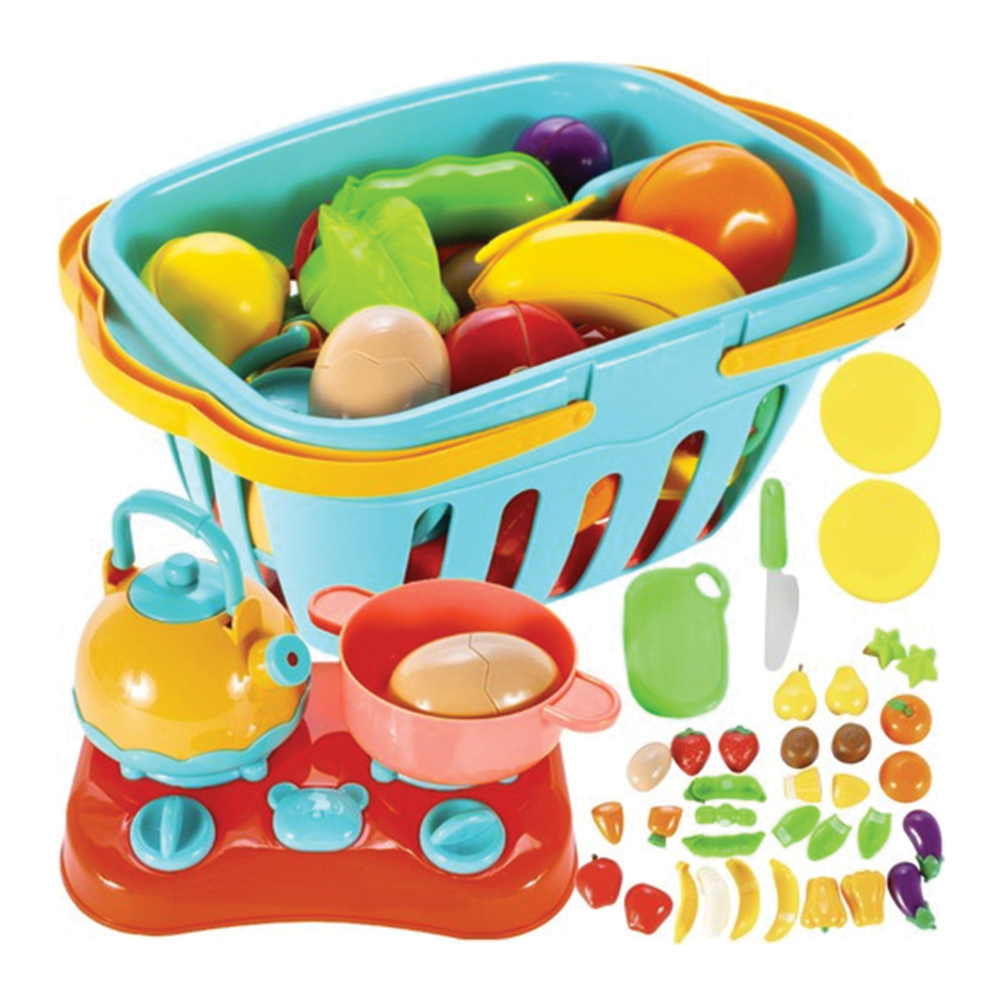 Sada zeleniny a ovoce na krájení s vařičem