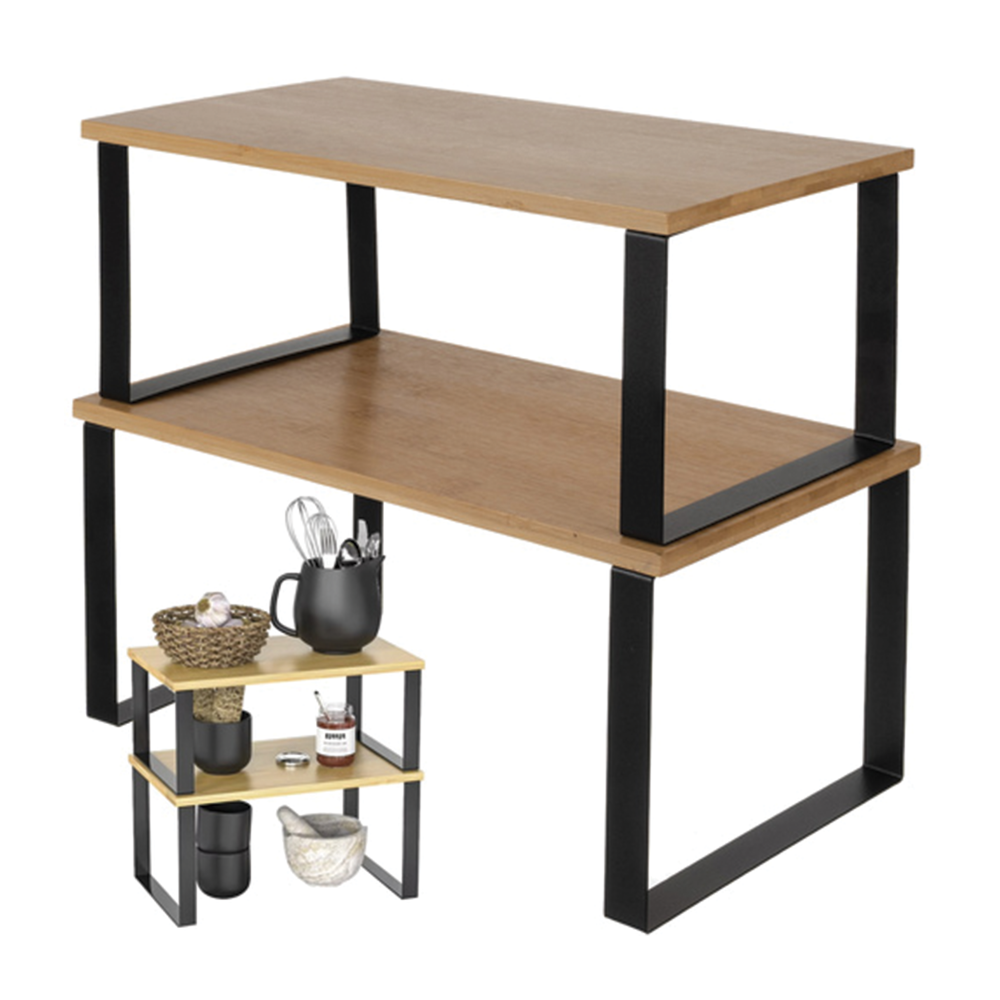 Bambusové kuchyňské police, sada 2 ks