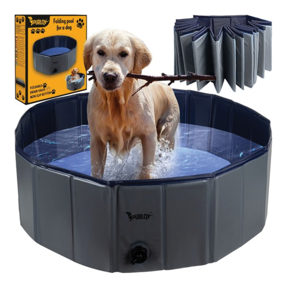 Skládací bazének pro psy 100 × 30 cm, modro - šedý