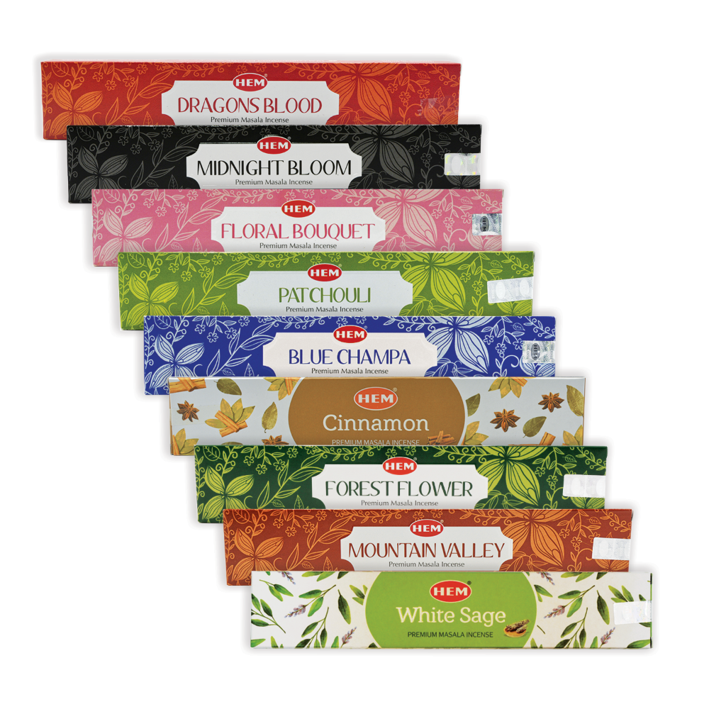 Sada vonných tyčinek HEM Premium Masala – Výběr vůní (9 druhů)