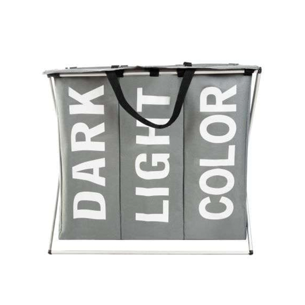 Trojitý koš na prádlo 130 l šedý