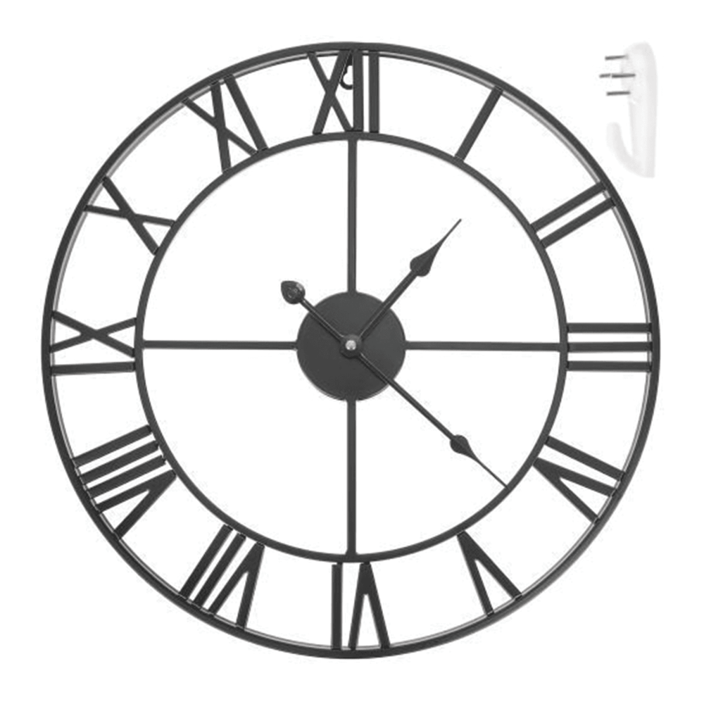 Retro nástěnné hodiny - černé 3D 47.5 cm