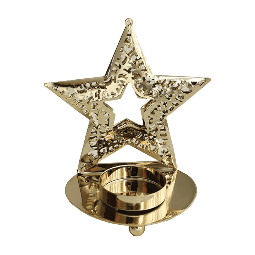 Zlatý kovový svícen na Vánoce – Vánoční dekorace na stůl