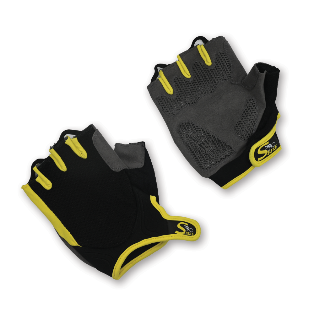 Cyklistické rukavice s gelovou výplní - žluté, velikost M