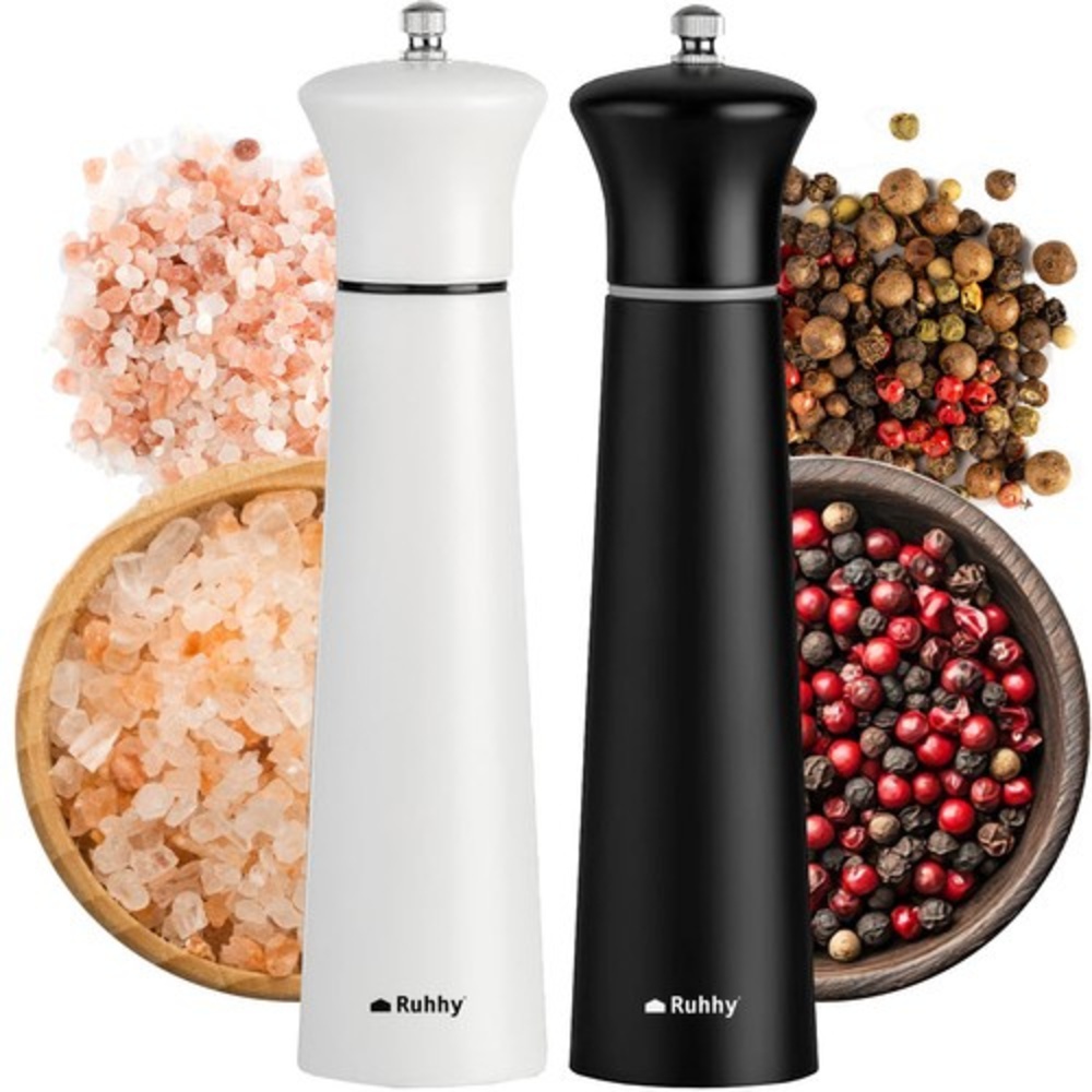 Sada dřevěných ručních mlýnků na sůl a pepř - 2 ks