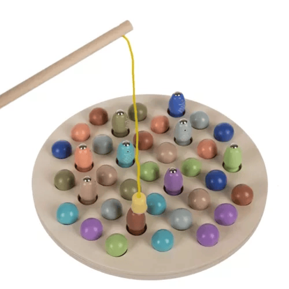 Dřevěná magnetická hra rybaření s korálky 22 cm