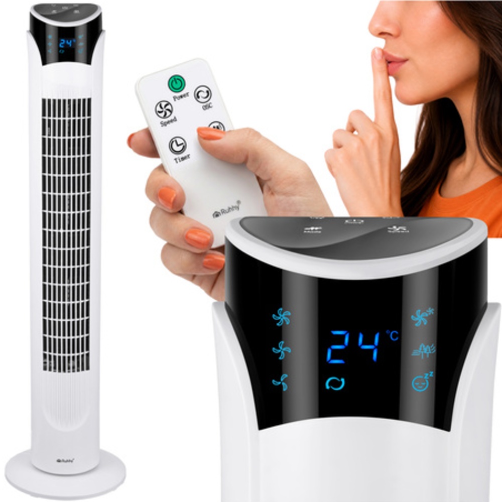 Tichý sloupový ventilátor s dálkovým ovládáním a LED displejem, 83 cm