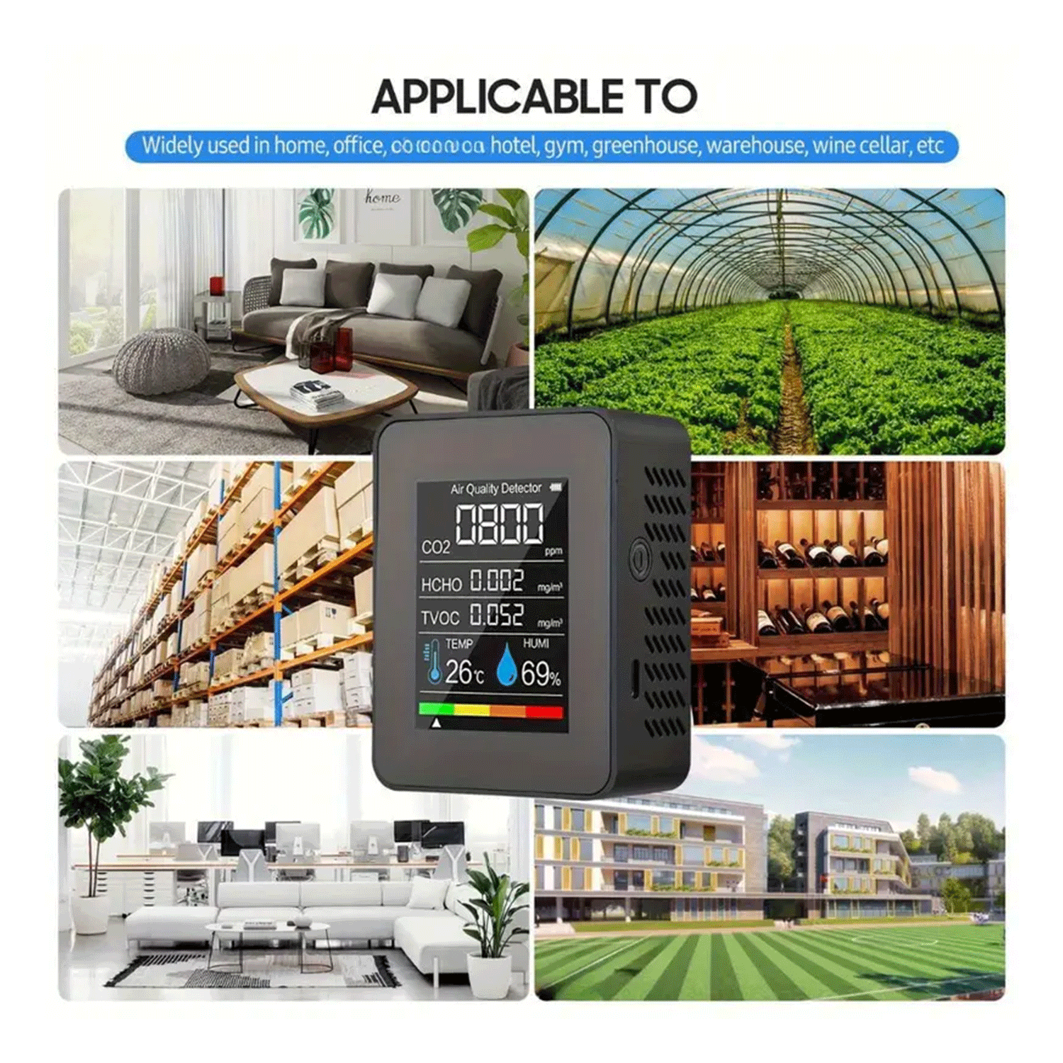 Detektor kvality vzduchu CO₂ 5v1 přenosný - Obrázek 5