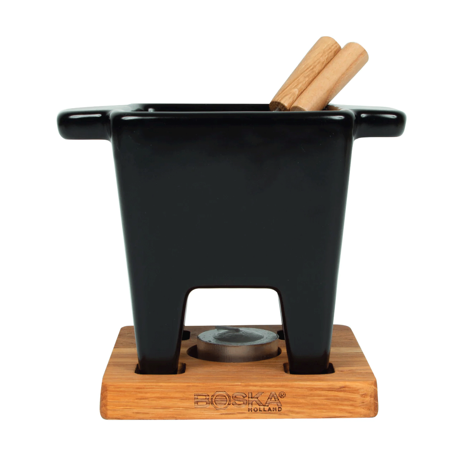 Elegantní mini fondue set s ohřevem, černý